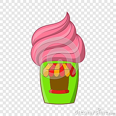 Cupcake house icon, cartoon style Vector Illustration