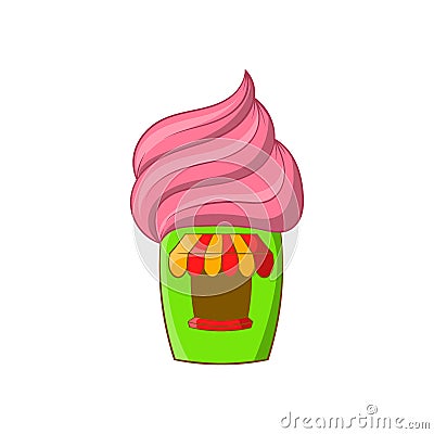 Cupcake house icon, cartoon style Stock Photo