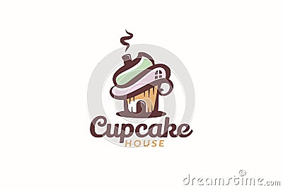 cupcake house logo with a combination of a cupcake and a house Vector Illustration