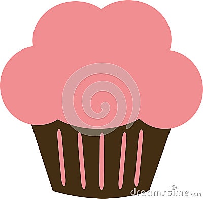Cupcake icon with pink cream Vector Illustration