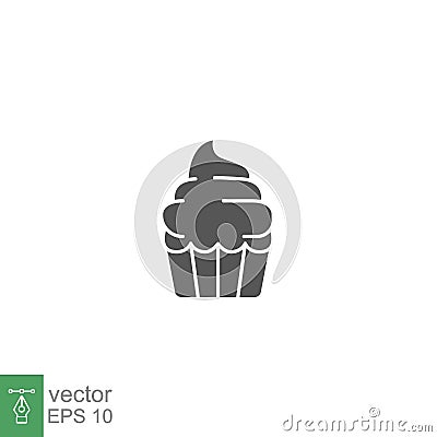 Cupcake icon solid. simple birthday cake. tasty muffin cream cake Vector Illustration