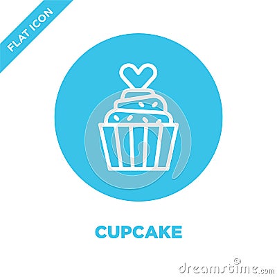 cupcake icon vector from love collection. Thin line cupcake outline icon vector illustration. Linear symbol for use on web and Vector Illustration