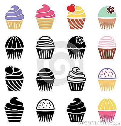 Cupcake icons, vector Vector Illustration