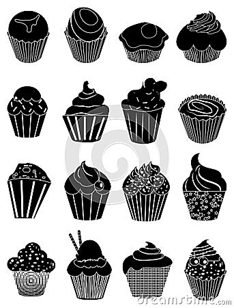 Cupcake icons set Vector Illustration