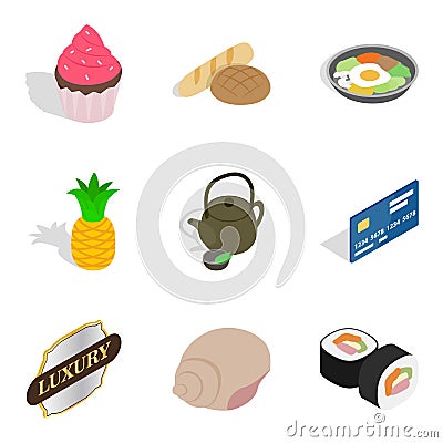 Cupcake icons set, isometric style Vector Illustration