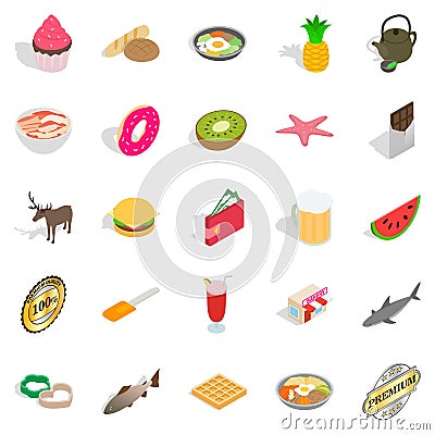 Cupcake icons set, isometric style Vector Illustration