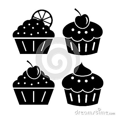 Cupcake icons set Vector Illustration