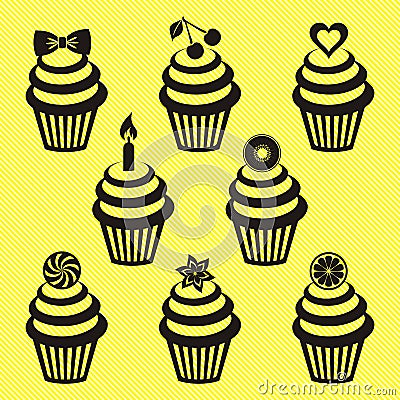 Cupcake icons Vector Illustration