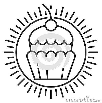 Cupcake logo. Thin line sweet pastry icon Vector Illustration