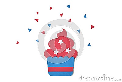 Cupcake paper cut on white background Cartoon Illustration