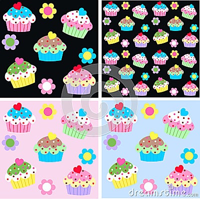 Cupcake pattern Vector Illustration