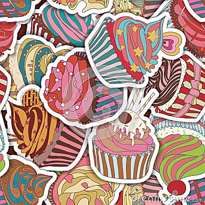 Cupcake pattern Vector Illustration