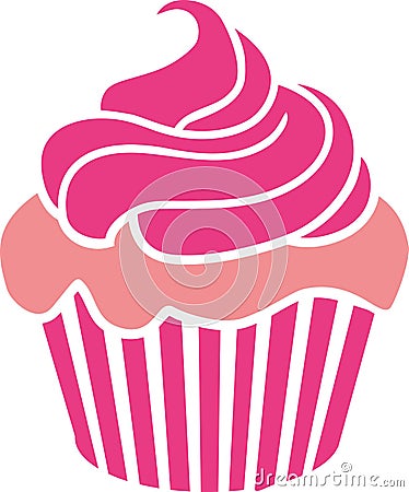 Cupcake with pink cream on rose dough Stock Photo