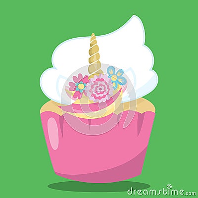 CUPCAKE PINK UNICORN 16 Vector Illustration