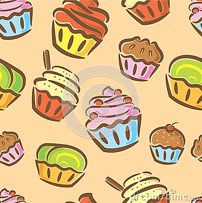 Cupcake seamless pattern Stock Photo