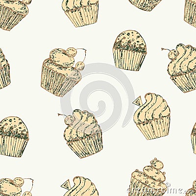 Cupcake seamless pattern. Vector image. Vector Illustration