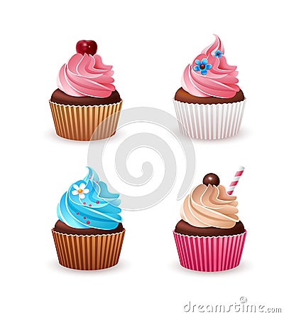 Cupcake set Vector Illustration