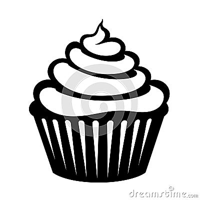 Cupcake silhouette icon in black color. Vector template for tattoo or laser cutting Stock Photo