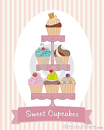 Cupcake Stand Vector Illustration