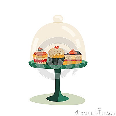 Cupcake stand with sweet treats fancy vector icon Vector Illustration