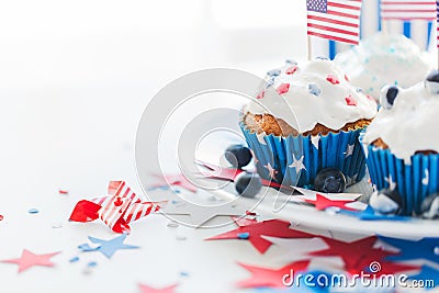 Cupcakes with american flags on independence day Stock Photo