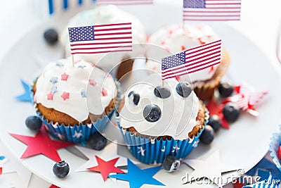 Cupcakes with american flags on independence day Stock Photo