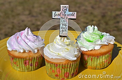 Cupcakes with an Easter message Stock Photo