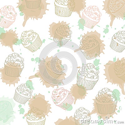 Cupcakes pattern Stock Photo