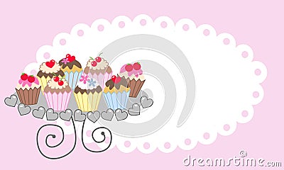 Cupcakes on a plate Vector Illustration