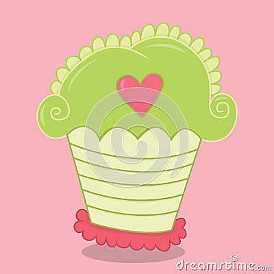 cupcakes ruffles green 07 Vector Illustration