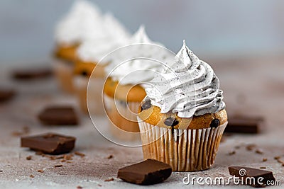 Cupcakes with whipped cream Stock Photo