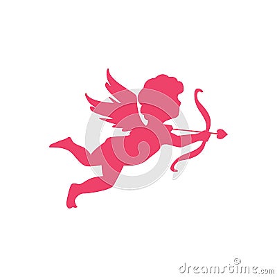 Cupid Angel of love silhouette. Symbol of love. Valentines day clip art. Vector Illustration