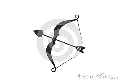 Cupid bow and arrow with heart. valentines design element Vector Illustration