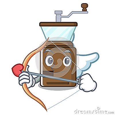 Cupid coffee grinder isolated in the mascot Vector Illustration