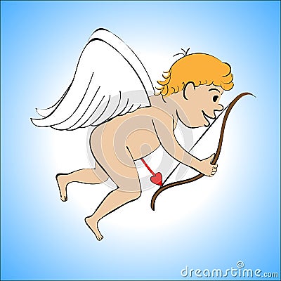 Cupid color on a blue background Vector Illustration