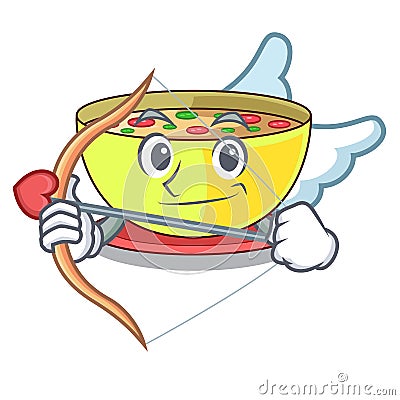 Cupid corn chowder in a cartoon bowl Vector Illustration