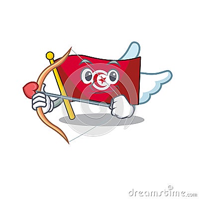 Cupid flag tunisia on in the mascot Vector Illustration