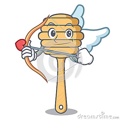Cupid honey spoon character cartoon Vector Illustration