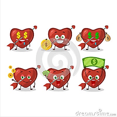 Cupid love arrow cartoon character with cute emoticon bring money Vector Illustration