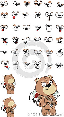 Cupid plush little teddy bear cartoon expressions set Vector Illustration