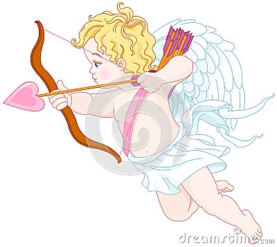 Cupid Shooting Vector Illustration