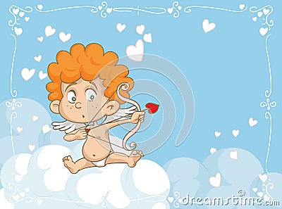 Cupid Shooting Love Arrows Vector Cartoon Vector Illustration