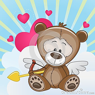 Cupid Teddy Bear Vector Illustration