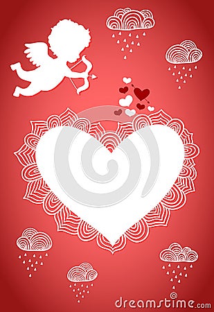 Cupid valentine poster or postcard Vector Illustration