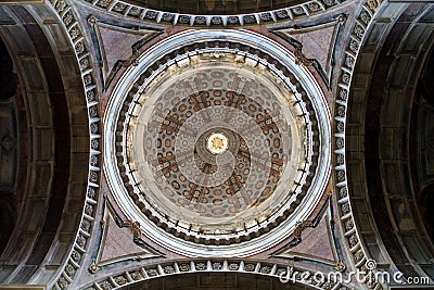 Cupola of the Basilica, interior view, Palace-Convent of Mafra, Portugal Editorial Stock Photo