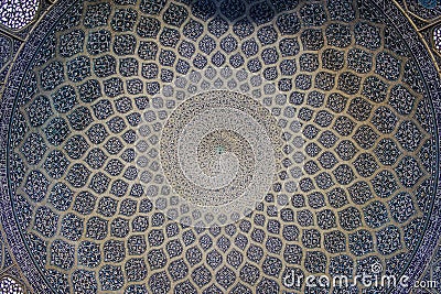 Cupola of Sheikh Lotfollah Mosque Stock Photo