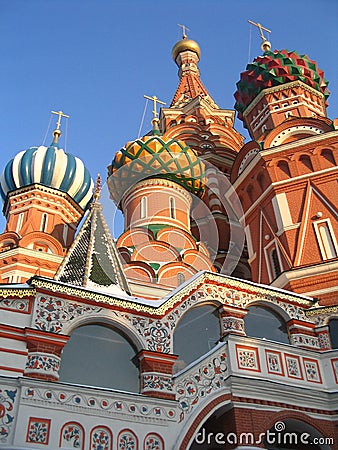 Cupolas of Pokrovsky church Stock Photo