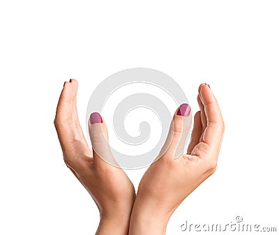 Cupped empty hands Stock Photo