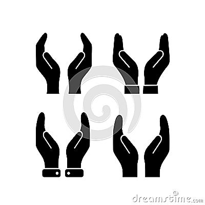 Cupped protecting hands vector icon Vector Illustration