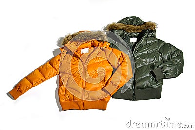 Cupple down jacket Stock Photo